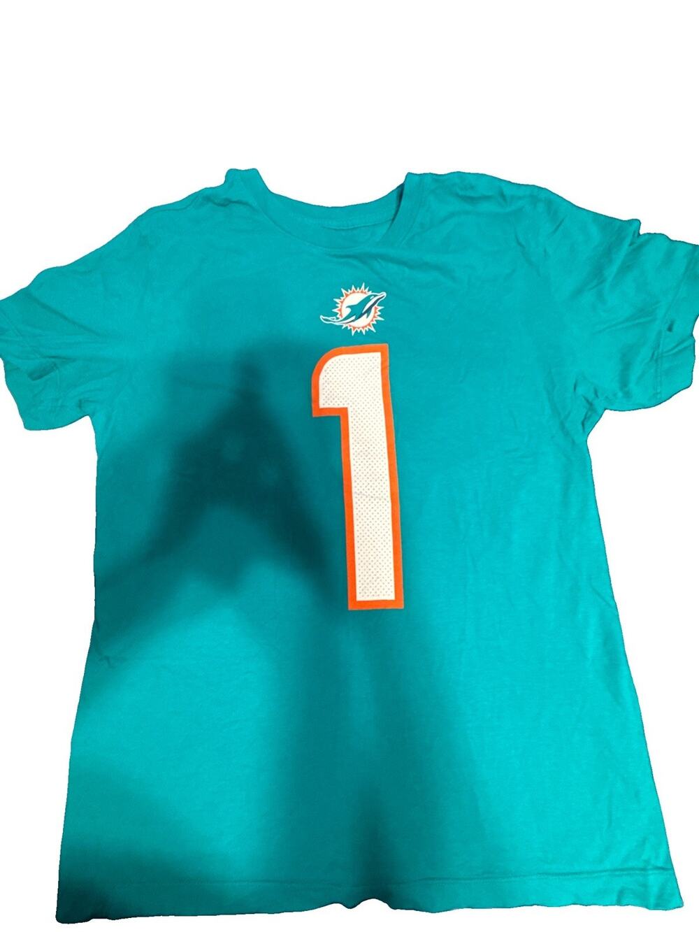 Nike Miami Dolphins Tua Tagovailoa #1 Player Name Number T-Shirt Mens M Teal
